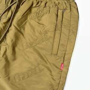 Quilted Nylon Joggers Brass