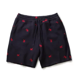 DEATH BUNNY ALL OVER EMBROIDERED SHORTS NAVY